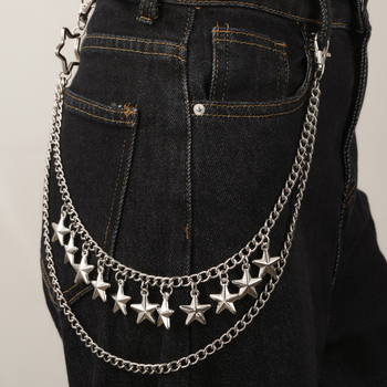 Europski i američki prekogranični dodaci za Noć vještica s petokrakom zvijezdom, trendi ukras za hlače s lancem, hip-hop, svestrani lanac za hlače za žene s tankim strukom