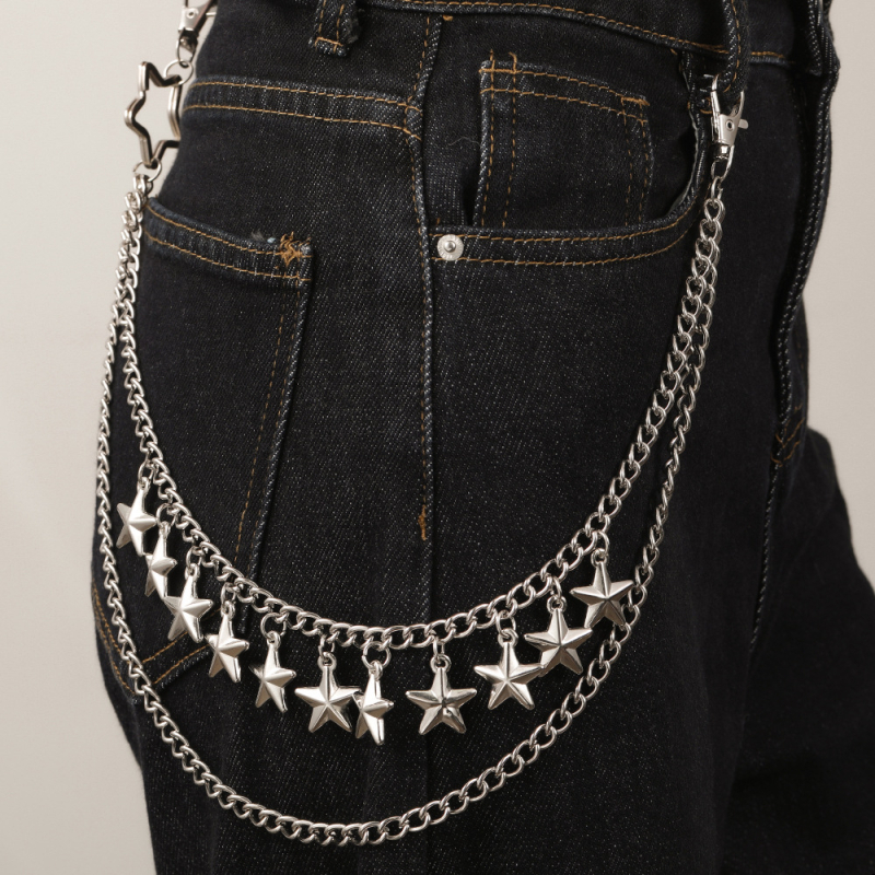 Europski i američki prekogranični dodaci za Noć vještica s petokrakom zvijezdom, trendi ukras za hlače s lancem, hip-hop, svestrani lanac za hlače za žene s tankim strukom