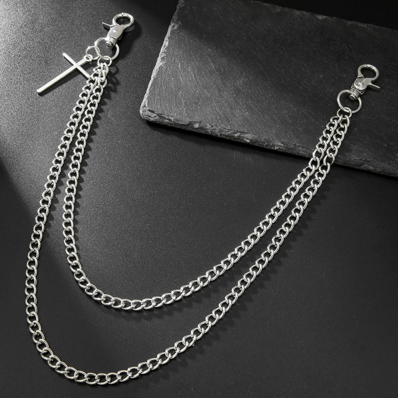 Europos ir Amerikos tarpvalstybiniai papuošalai, didmeninė prekyba, personalizuotas kūrybingas žiedinis raktų pakabukas, dvigubo sluoksnio metalinė grandinėlė, kelnių grandinėlė, universali vyrams ir moterims