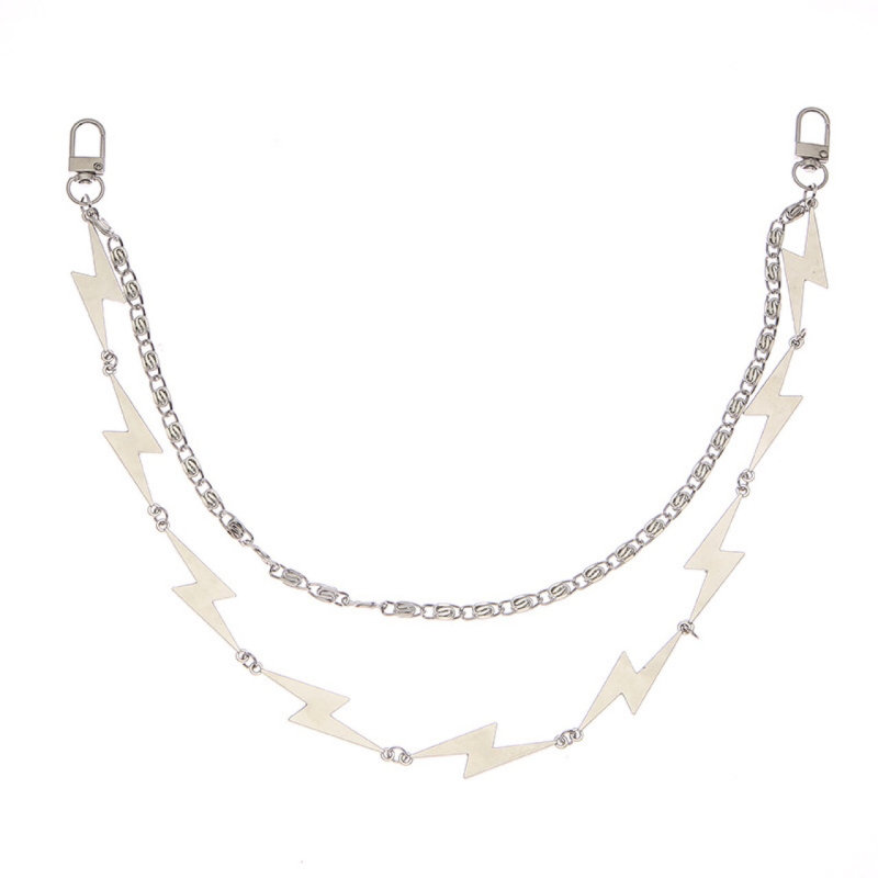 Bijuterii transfrontaliere europene și americane, lanț de talie pentru bărbați și femei, asortat, punk metal, în formă de fulger, lanț de pantaloni, en-gros