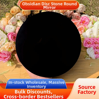 Obsidiāna diska akmens vienkāršs spoguļa ornaments mājas viesistabas biroja galda dekorēšanai, plakana plāksne, kristāla vairumtirdzniecība