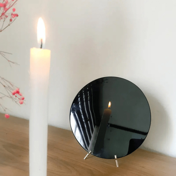 Obsidiāna diska akmens vienkāršs spoguļa ornaments mājas viesistabas biroja galda dekorēšanai, plakana plāksne, kristāla vairumtirdzniecība