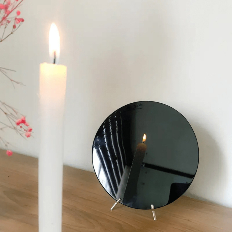 Obsidiano disko akmens paprastas veidrodinis ornamentas namų, svetainės, biuro stalo dekoravimui, plokščia plokštė, krištolo didmeninė prekyba