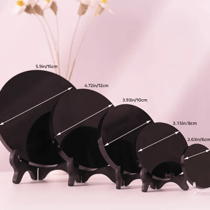 Obsidiāna diska akmens vienkāršs spoguļa ornaments mājas viesistabas biroja galda dekorēšanai, plakana plāksne, kristāla vairumtirdzniecība