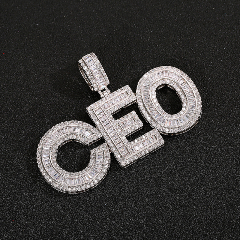 Ogrlica s privjeskom srednje veličine u hip-hop stilu s kombinacijom slova i brojeva i mikro-popločanim cirkonom, uniseks ogrlica s internetskom zvijezdom