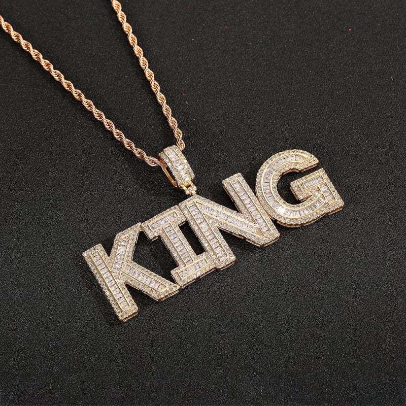 Ogrlica s privjeskom srednje veličine u hip-hop stilu s kombinacijom slova i brojeva i mikro-popločanim cirkonom, uniseks ogrlica s internetskom zvijezdom