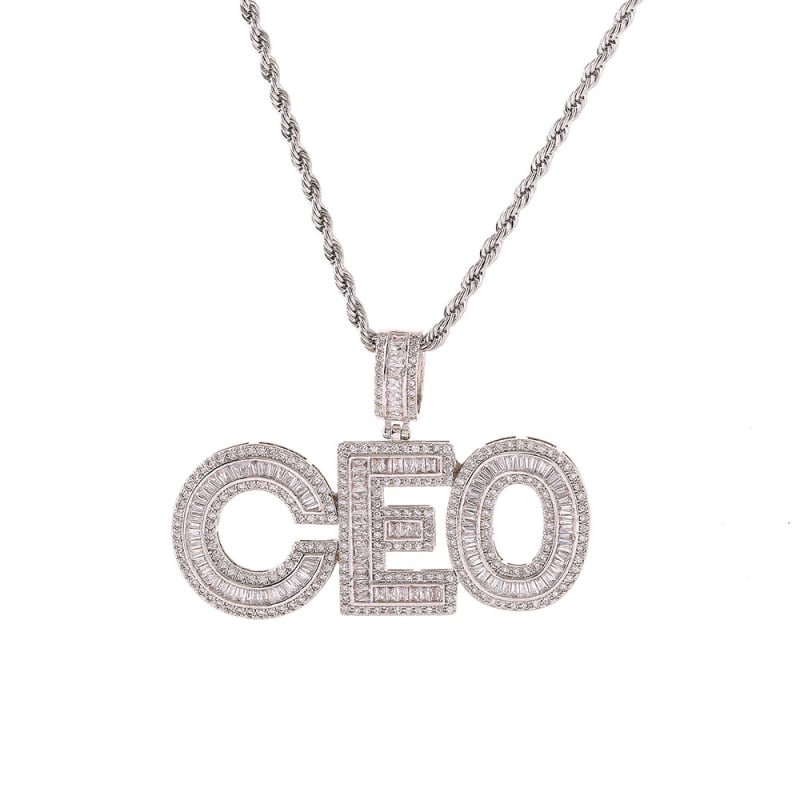 Ogrlica s privjeskom srednje veličine u hip-hop stilu s kombinacijom slova i brojeva i mikro-popločanim cirkonom, uniseks ogrlica s internetskom zvijezdom