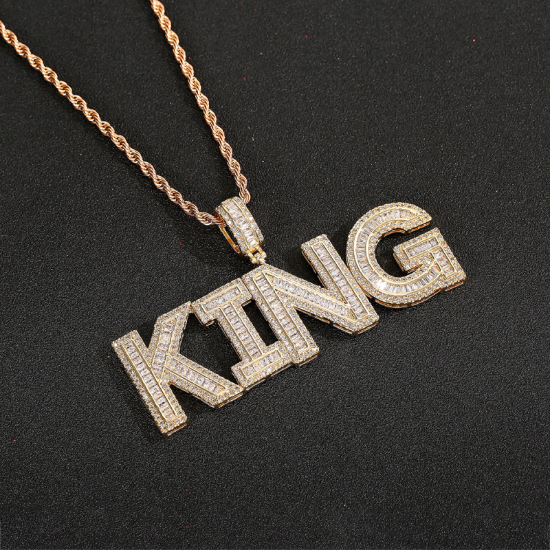 Ogrlica s privjeskom srednje veličine s kombinacijom slova i brojeva u hip-hop stilu i mikro-popločanim cirkonom, uniseks ogrlica s internetskom zvijezdom