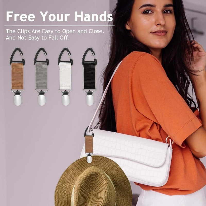 Clemă cu cataramă cu panglică transfrontalieră, clemă puternică pentru pălărie, depozitare hands-free, agățat, cataramă, clemă pentru pălărie