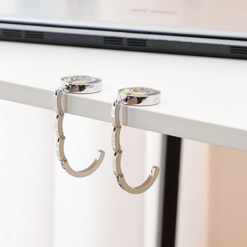 Metalinis rankdarbių krepšio kabliukas sandėlyje, krepšio kabliukas, spyna su dažais ir cirkoniais, mažas dovanų krepšio kabliukas