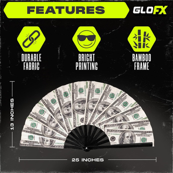 Μεγάλος ανεμιστήρας χαρτιού κατασκευασμένος από ύφασμα Amazon Dollar 190D Oxford 13 ιντσών με δυνατότητα προσαρμογής, πτυσσόμενος ανεμιστήρας Kung Fu Dance Party