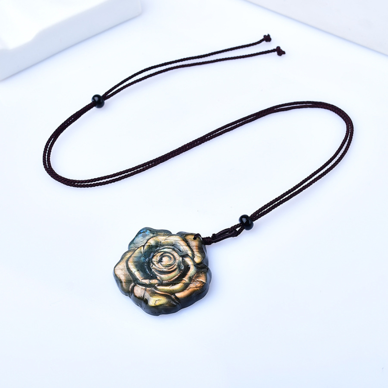 Natūralus lavolito rožės pakabukas, originalus akmuo, atsitiktinės spalvos, krištolinis akmens drožinys, brangakmenių amatų pakabukas, dovana