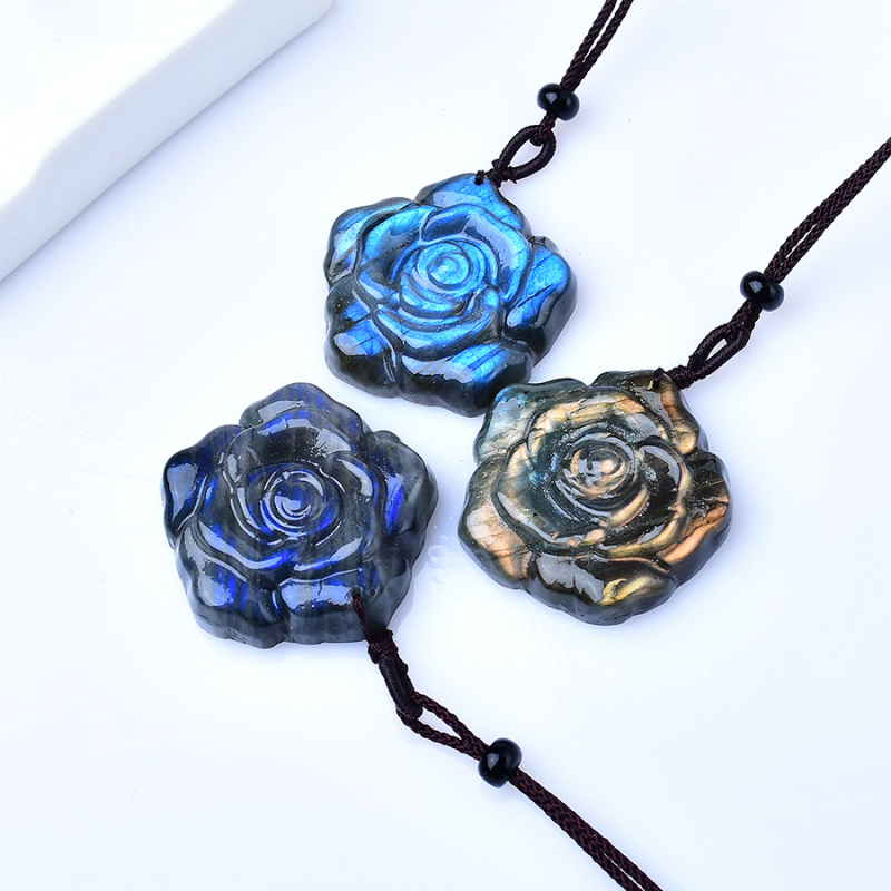 Natūralus lavolito rožės pakabukas, originalus akmuo, atsitiktinės spalvos, krištolinis akmens drožinys, brangakmenių amatų pakabukas, dovana