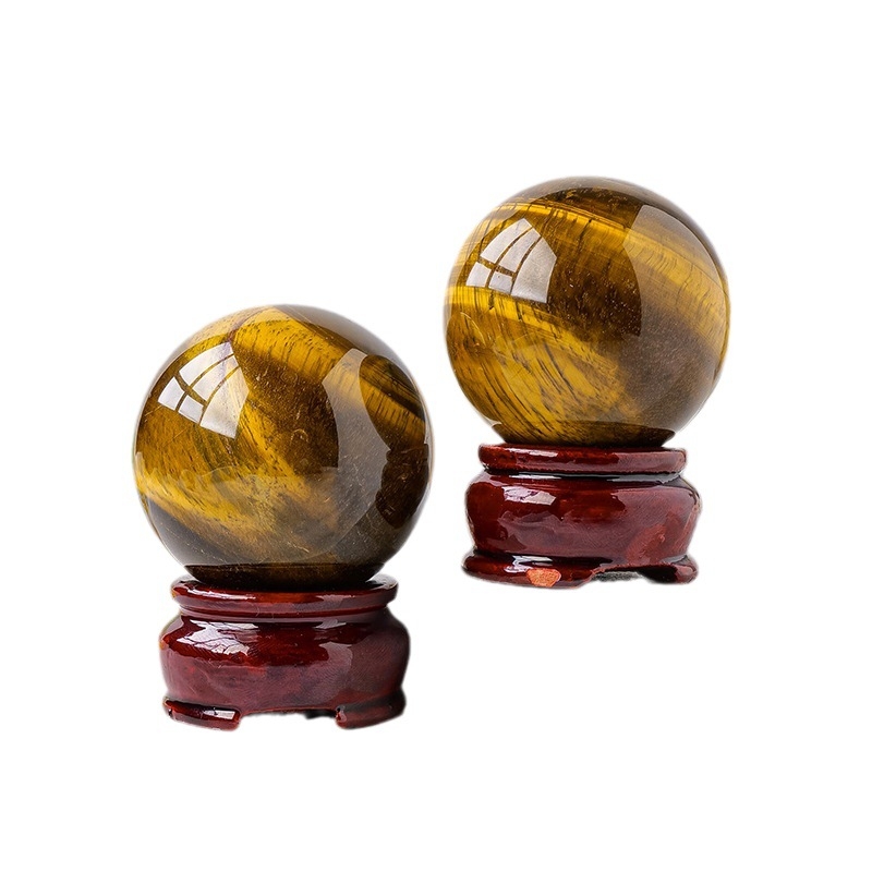 Donghai cristal natural ochi de tigru galben piatră originală efect ochi de pisică de înaltă calitate bilă de cristal lustruită vânzări directe din fabrică en-gros