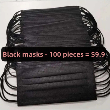 Черна маска, еднократна удебелена трислойна защитна, прахоустойчива, слънцезащитна, дишаща, за възрастни, студенти, мъже и жени, черна маска, партида