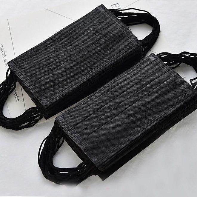 Черна маска, еднократна удебелена трислойна защитна, прахоустойчива, слънцезащитна, дишаща, за възрастни, студенти, мъже и жени, черна маска, партида