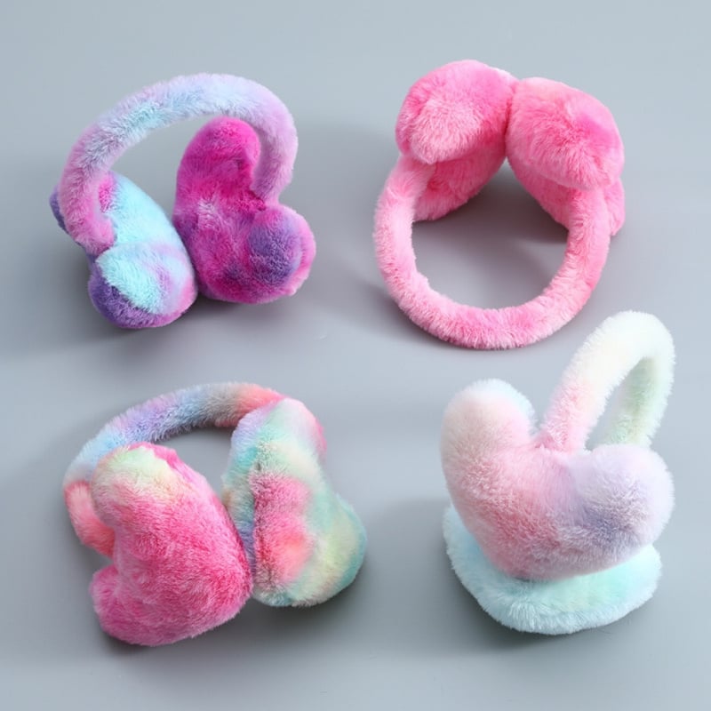 Căști de pluș calde colorate Love, unisex, pentru purtarea din spate, îngroșate, pentru protecție a urechii, anti-îngheț, pentru studenți, lot