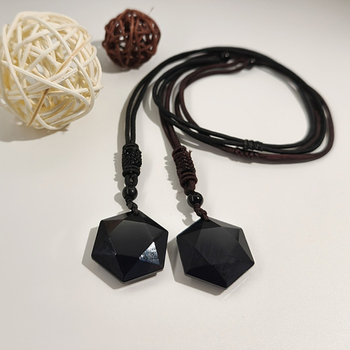 Vruće prodavani privjesak od opsidijana s klatno energijom, opsidijanska ogrlica sa šesterokrakom zvijezdom za muškarce i žene, lanac za džemper, veleprodaja nakita