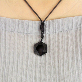 Κρεμαστό κόσμημα από οψιδιανό με εκκρεμές ενέργειας από οψιδιανό με έξι άκρα, κολιέ με αστέρια για άνδρες και γυναίκες, χονδρική πώληση κοσμημάτων με αλυσίδα πουλόβερ