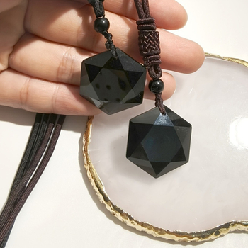 Κρεμαστό κόσμημα από οψιδιανό με εκκρεμές ενέργειας από οψιδιανό με έξι άκρα, κολιέ με αστέρια για άνδρες και γυναίκες, χονδρική πώληση κοσμημάτων με αλυσίδα πουλόβερ