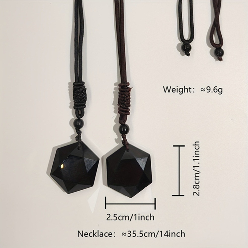 Vruće prodavani privjesak od opsidijana s klatno energijom, opsidijanska ogrlica sa šesterokrakom zvijezdom za muškarce i žene, lanac za džemper, veleprodaja nakita