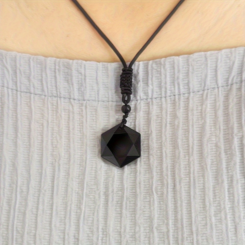 Vruće prodavani privjesak od opsidijana s klatno energijom, opsidijanska ogrlica sa šesterokrakom zvijezdom za muškarce i žene, lanac za džemper, veleprodaja nakita