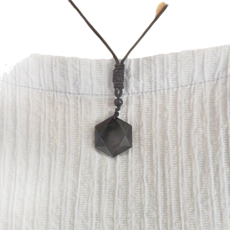 Vruće prodavani privjesak od opsidijana s klatno energijom, opsidijanska ogrlica sa šesterokrakom zvijezdom za muškarce i žene, lanac za džemper, veleprodaja nakita