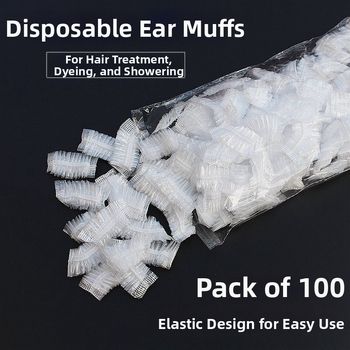 Vienkartinės ausinės, plastikinės, vandeniui atsparios, plaukų priežiūros priemonės, vonios ausinės, ausų skylutės, grožio salonas, 100 vnt. siuntimo kaina