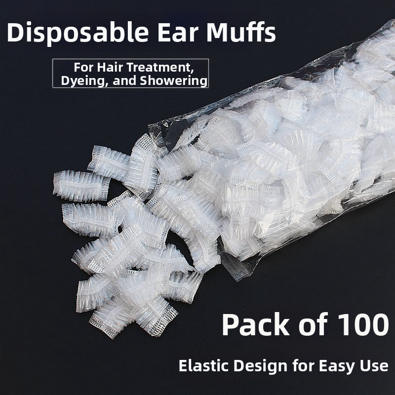 Vienkartinės ausinės, plastikinės, vandeniui atsparios, plaukų priežiūros priemonės, vonios ausinės, ausų skylutės, grožio salonas, 100 vnt. siuntimo kaina