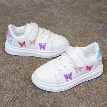 Meiteņu kedas, baltas kurpes, 2025. gada pavasara un rudens ādas apavi ar biezu zoli, ikdienas un ērti izšūti apavi maziem un vidēja auguma bērniem, īpaši bērnu apavi no dažādām valstīm