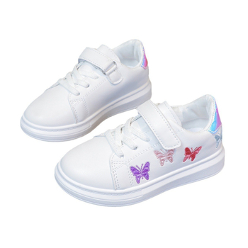 Meiteņu kedas, baltas kurpes, 2025. gada pavasara un rudens ādas apavi ar biezu zoli, ikdienas un ērti izšūti apavi maziem un vidēja auguma bērniem, īpaši bērnu apavi no dažādām valstīm