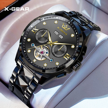 X-Gear Neptune Star Perpetual Calendar Tourbillon pulkstenis, pilnībā automātisks, mehānisks skeleta vīriešu pulkstenis, mehānisks Tourbillon