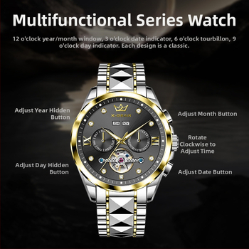 X-Gear Neptune Star Perpetual Calendar Tourbillon pulkstenis, pilnībā automātisks, mehānisks skeleta vīriešu pulkstenis, mehānisks Tourbillon