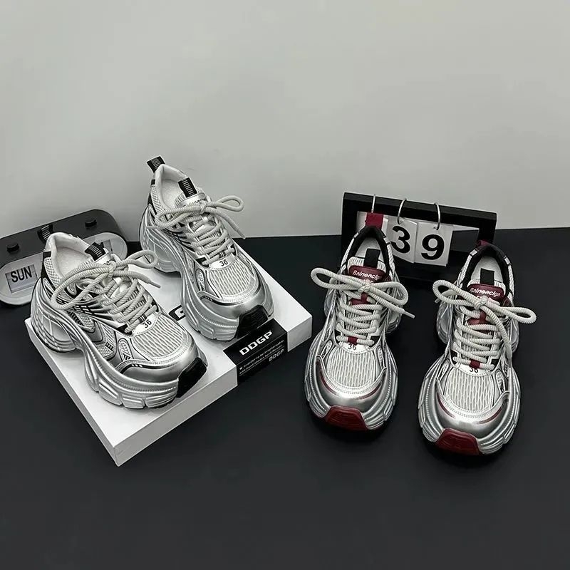 Torre Shoes Ženske male nove ležerne tenisice za proljeće i ljeto 2025., prozračne mrežaste super vatrootporne cipele s debelim podom i visokom petom