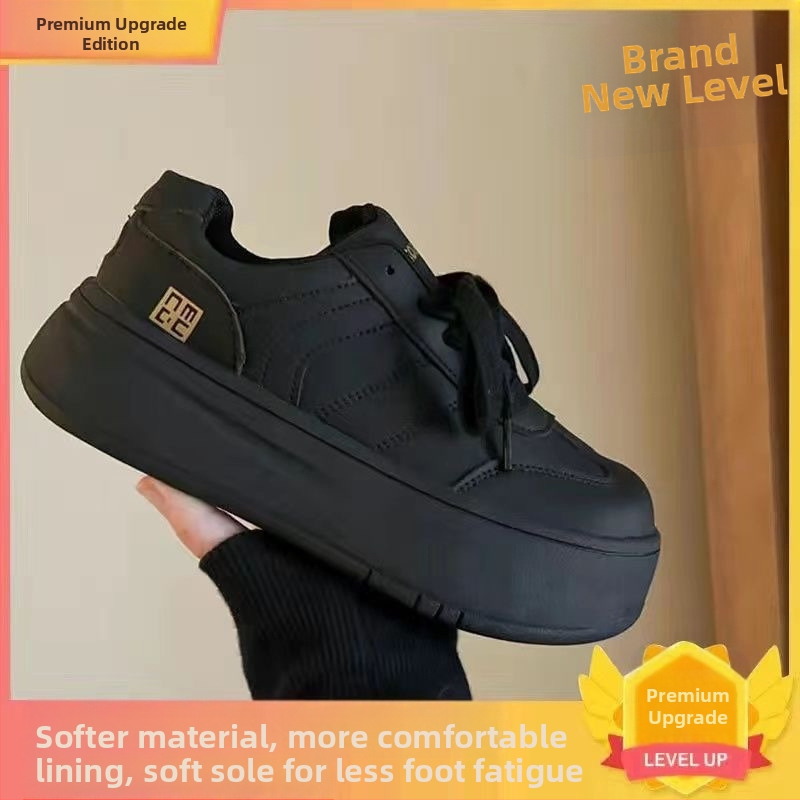 Visokomodne crne cipele na platformu sa suknjama, ženske nove svestrane sportske retro njemačke tenisice za trening za jesen 2025.