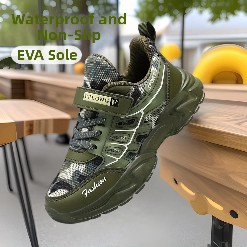 Dječje maskirne cipele 2025. proljeće i ljeto, nove prozračne mrežaste srednje i velike dječje sportske cipele s mekim potplatom, neklizajuće, proizvođač veleprodaje