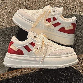 Λευκά παπούτσια με χοντρή σόλα για γυναίκες Άνοιξη και καλοκαίρι 2025 Νέα κομψά, ευέλικτα παπούτσια Bread για γυναίκες, αναπνεύσιμα, niche, casual, αθλητικά παπούτσια με μεγάλα δάχτυλα