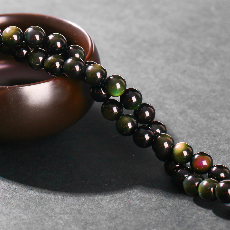 Jingso nakit 7A Prirodne dvoslojne opsidijanske perle s perlama, polugotovi nakit, veleprodaja perli