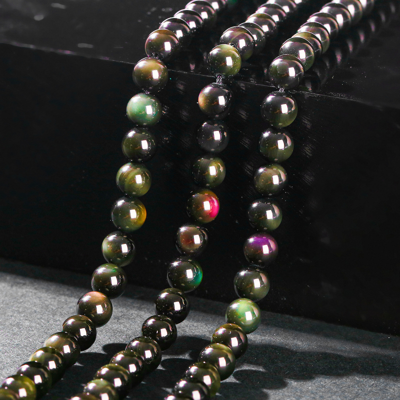 Jingso nakit 7A Prirodne dvoslojne opsidijanske perle s perlama, polugotovi nakit, veleprodaja perli