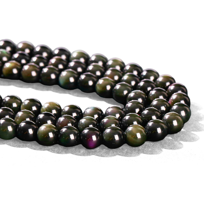 Jingso nakit 7A Prirodne dvoslojne opsidijanske perle s perlama, polugotovi nakit, veleprodaja perli