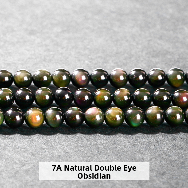 Jingso nakit 7A Prirodne dvoslojne opsidijanske perle s perlama, polugotovi nakit, veleprodaja perli