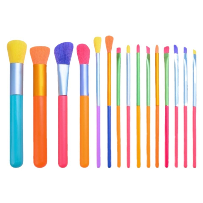 Didmeninė prekyba 15 akvarelinių makiažo šepetėlių, tinkančių vaisių spalvai, pilnas grožio įrankių rinkinys, tarpvalstybinis karšto pardavimo gamyklos tiesioginis pardavimas