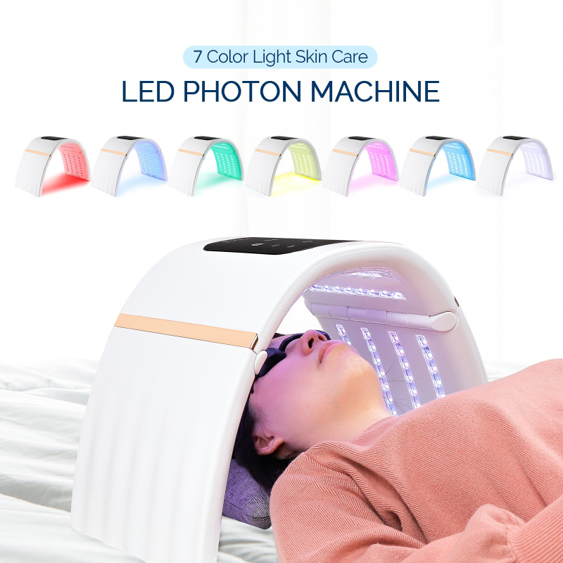 Instrument de înfrumusețare cu lumină roșie și albastră, mască de lumină cu șapte culori, spectrometru pliabil cu LED pentru întinerirea pielii cu fotoni