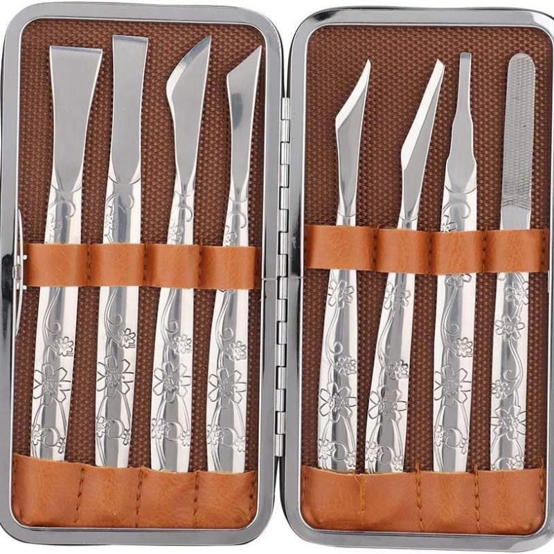 8 dalių pėdų skustuvo pedikiūro įrankis pedikiūro peilio kostiumas nerūdijančio plieno negyvos odos šalinimo rinkinys