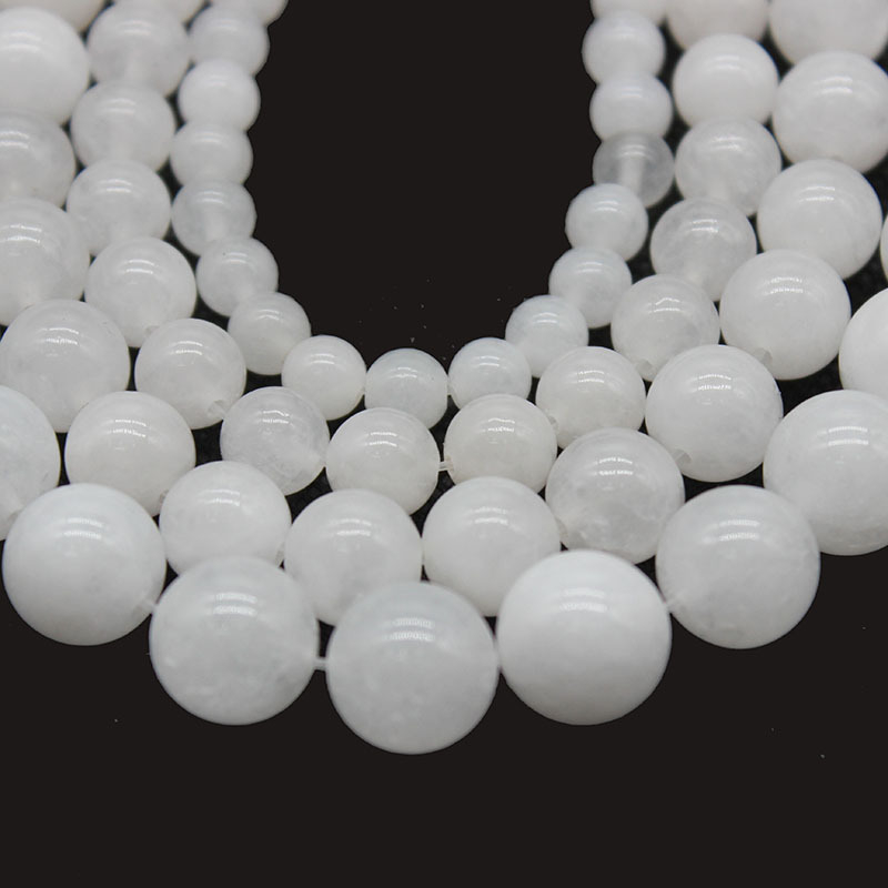 Jäävalged kaltsedoni lahtised helmed, ümmargused helmed 7A valge kaltsedoni jade lahtised helmed, isetehtud poolvalmis ehete aksessuaarid hulgimüügist