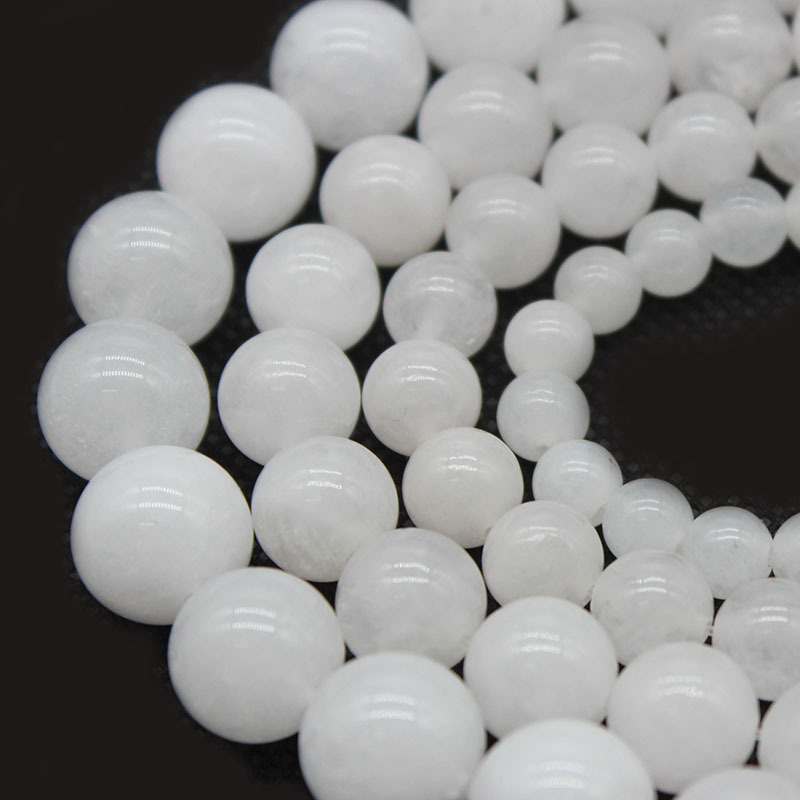 Jäävalged kaltsedoni lahtised helmed, ümmargused helmed 7A valge kaltsedoni jade lahtised helmed, isetehtud poolvalmis ehete aksessuaarid hulgimüügist