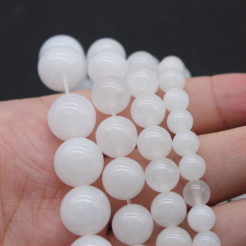 Voľné korálky z ľadovo bieleho chalcedónu, okrúhle korálky 7A, biely chalcedón, nefrit, voľné korálky, DIY polotovary, šperky, doplnky, veľkoobchod