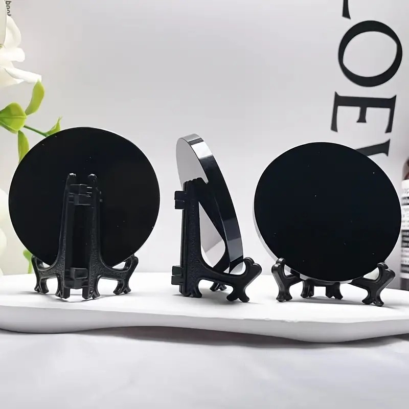 Ornamente naturale din obsidian, suprafață rotundă de oglindă, piatră brută, afișaj cu disc lustruit manual, vânzare en-gros din fabrică