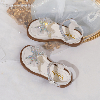 Vasaras jaunas stila mazas meiteņu sandales ar rhinestones bantīti, vienkrāsainas, plakanas, vieglas, mīlīgas un ērtas princeses sandales