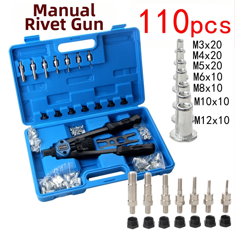 10-dijelni set zakovica za ručni stroj za zakivanje/pištolj za zakivanje, alat za matice M3-M8 s navojem